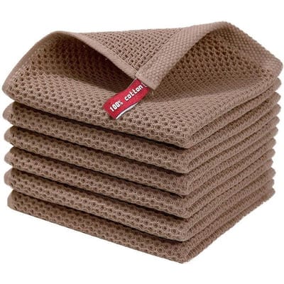 Katoenen vaatdoeken Sneldrogende keukenhanddoeken voor het afwassen Honingraat keukendoeken Superzacht en absorberend huishoudelijk schoonmaakdoekje 34*34cm koffie