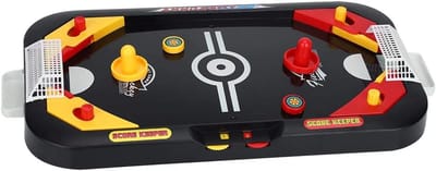 Tafelblad ijshockey spel - Mini hockey set - Gezinsentertainment - Ruimtebesparend ontwerp - 37 x 21.5 cm - Zwart