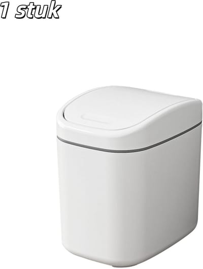 1 stuk - Afvalbak - Kleine afvalbak - Met deksel - Afgesloten afvalbak voor binnengebruik in de keuken - Geschikt voor het verzamelen van afval in de keuken, slaapkamer en badkamer - Wit