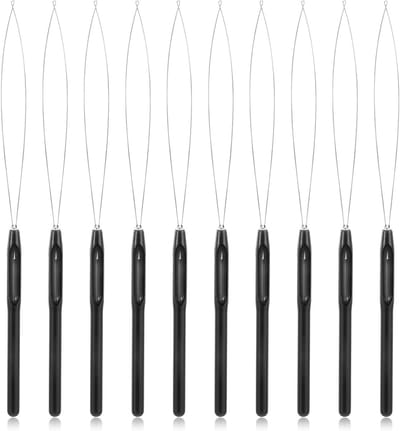 10 Stuks Haarverlenging Naald en Draad Tool met Bead Apparatuur voor Micro Loop en Nano Beads voor Haar- en Veerextensions