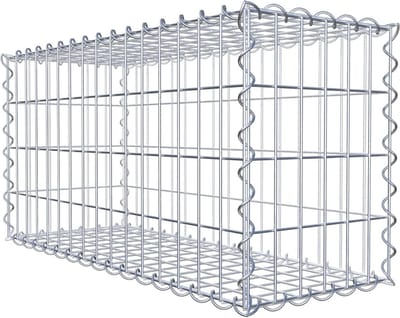 Schanskorfmand - Draadmand Steenkorf - Tuin Decoratie - Corrosiebestendig Zink-Alu - 80 x 40 x 30 cm - Zilverkleurig