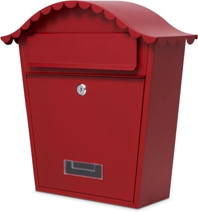 Wandbrievenbus - Postbox - Post Ontvangen - Afsluitbaar met sleutel - 36x13x37cm - Rood
