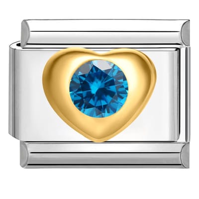 Quiges - Schakel - Bedel - 9mm - charms - Blauw Zirkonia Hart - Geschikt voor - armband - Schakelarmband - italy bedels armband