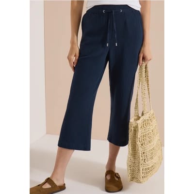 3/4-broek met Wide Leg pijpen van mousseline