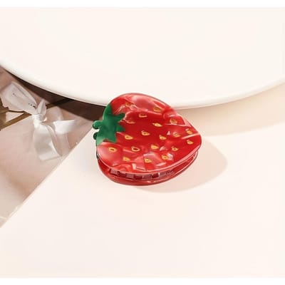 Chique Aardbei Haarclip - Levendig Rood Fruit Design, Ovale Vorm, Acetaat Materiaal Clip, Aardbei Haarclip Haaraccessoires aardbei