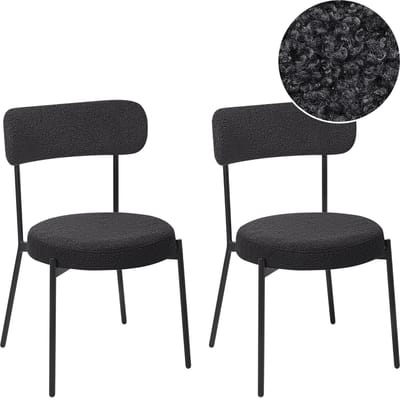 ALLISON - Eetkamerstoel set van 2 - Zwart - Bouclé