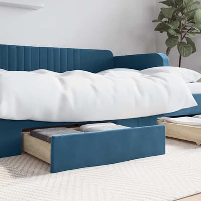vidaXL - Bedlades - 2 - st - bewerkt - hout - en - fluweel - blauw