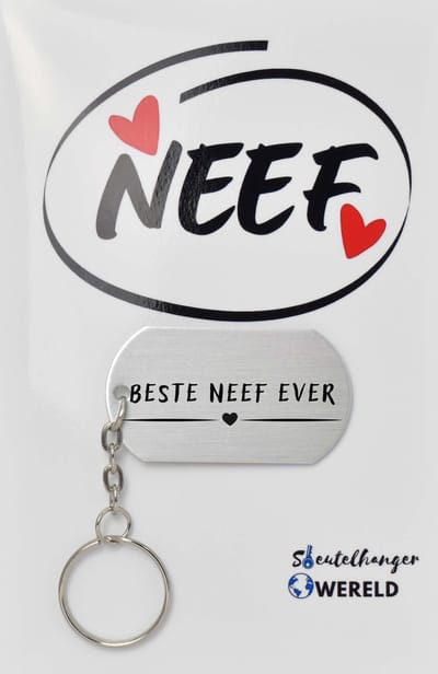 Beste neef ever Sleutelhanger inclusief kaart - neef cadeau - neef - Leuk kado voor je neef om te geven - 2.9 x 5.4CM