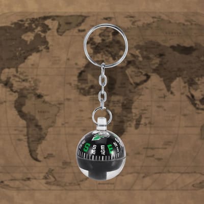 Porte-clés Bille 28mm Boussole Remplie de Liquide Camping Randonnée Voyage Survie en Plein Air black