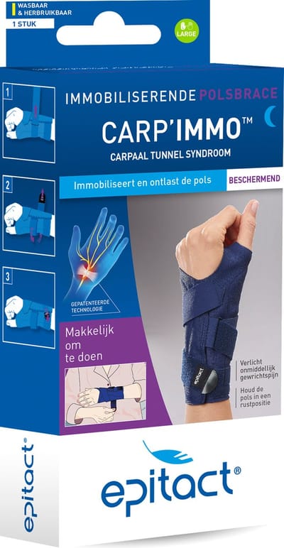 Epitact Carp Immo Immobilisatiebrace Links Maat L – Polsbrace – Carpaaltunnels Ondersteuning
