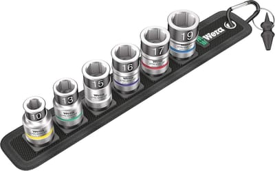 Dopsleutel Set met Houderfunctie en Textielriem, 1/2 Inch Aandrijving, 6-Delig