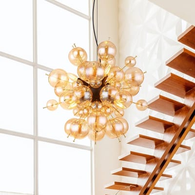 Globo Hanglamp Udo, amberkleurig, Ø 55 cm, glas