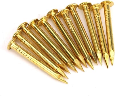 Set van 100 Messing Spijkers voor Hout, Spiegels en Fotolijsten - Ronde Kop en Rosette Ontwerp, 22mm Lang, Ideaal voor Bevestiging en Hinge Accessoires