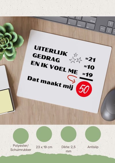 Akyol - 50 jaar sarah en abraham cadeau - Muismat - Hoera 50 jaar - 50 jaar cadeau - jubileum man en vrouw - met opdruk - - grappige tekst - jarig - verjaardag - - 23 bij 19 cm