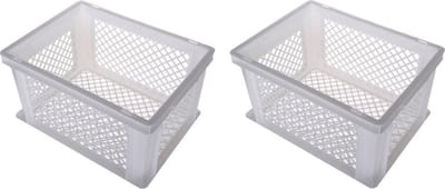 4x stuks witte kunststof fietskratten/opbergkratten 40 x 30 x 22 cm - Kratjes/manden/organiseren