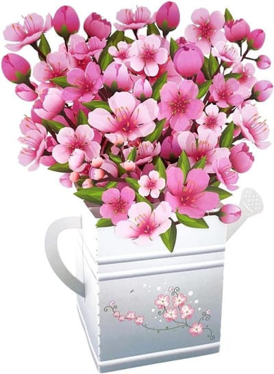 Bloemkaart met 3D Pop Up Effect, Kersenbloesem Decoraties met Envelop voor Verjaardag, Moederdag en Jubileum voor Vrouwen, Moeders en Grootmoeders
