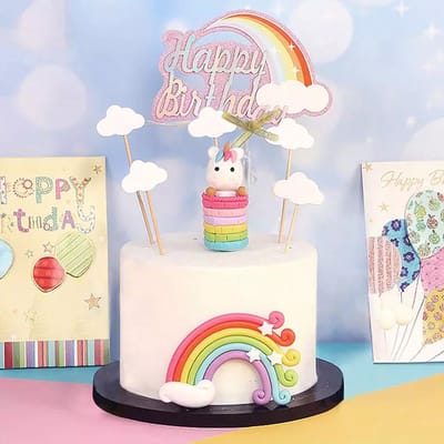 Unicorn Versiering Taarttopper Eenhoorn Taart Decoratie Unicorn Taartdecoratie Eenhoorn Versiering Regenboog - 1 Stuk