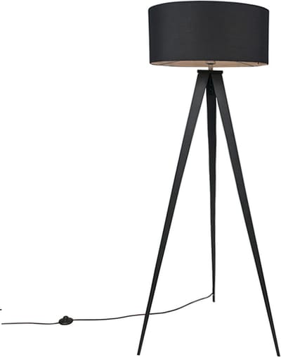 QAZQA ilse - Moderne Dimbare LED Smart Tripod | driepoot vloerlamp | Staande Lamp incl. wifi met Dimmer - 1 lichts - H 145 cm - Zwart - Woonkamer | Slaapkamer | Keuken