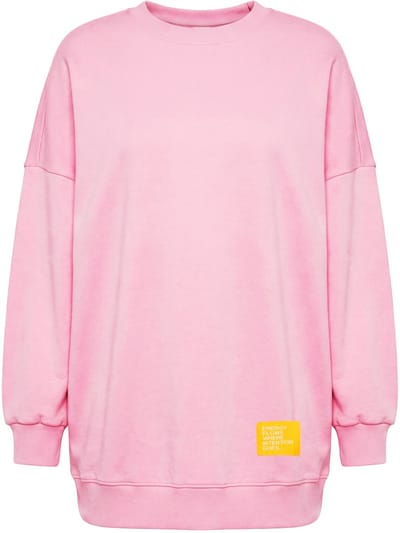 Studio Untold - Dames - Sweatshirt oversized statement patch ronde hals - Roze - Maat 50+
