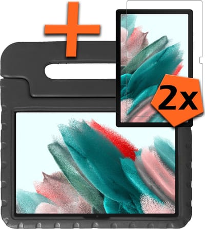 Hoesje - Geschikt voor Samsung Galaxy Tab A8 - Met 2x Screenprotector - Kinderhoes Shockproof Bumper - Kidsproof Case - Tablet Hoes - Kinder Hoes Cover - Zwart