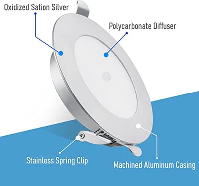 4 x 12V LED Downlights voor Camper, Boot en Aanhangwagen - Dimbare Inbouwverlichting met Blauw Licht