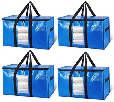 Grote Verhuisdoos Heavy Duty - 4-Pack Organiser met Ritssluiting en Waterdicht Deksel