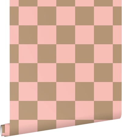 ESTAhome behang geblokt motief roze en beige bruin - 53 cm x 10.05 m - 130913