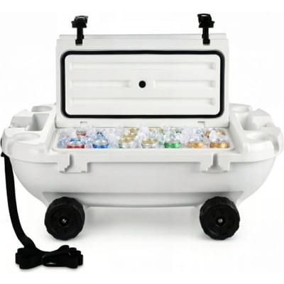 VEVOR Amfibische Drijvende Koelbox, 37,9 L Drijvende Drankenkoeler met Droogcompartiment, Wielen, Trekkoord voor Water en Land, Kantelbare Koelcontainer Gemaakt van LLDPE voor Zwembad, Rivier, Meer, Strand, Zee, Wit