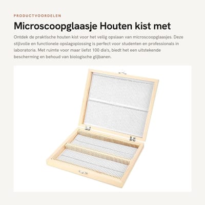 Dailygoods- Microscoopglaasje Houten Kist met Slot - Opbergdoos voor 100 Dia's - Praktisch en Duurzaam - Ademend en Niet Giftig - Afmetingen 22,8 x 18,8 x 3,5 cm