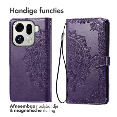 imoshion Hoesje - Geschikt voor Oppo Find X9 Pro - Mandala Bookcase - Paars