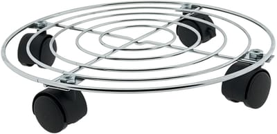 Planten Trolley Rond - Plantenonderzetter met wielen - voor binnen en Buiten Gebruik - zilver - Draagkracht tot 75 kg - Ø 30 cm
