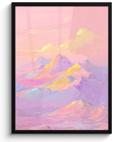Poster in lijst - Fotolijst 60x80 cm - Posters - Bergtoppen - Wolken - Dromerig - Posterlijst zwart - Decoratie - Wanddecoratie woonkamer - Muurdecoratie slaapkamer