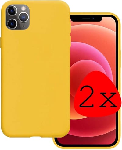 Hoesje 2 Stuks - Geschikt voor Apple iPhone 11 Pro - Sterk & Shockproof - Case Siliconen - Back Cover - Telefoon Hoes - Geel