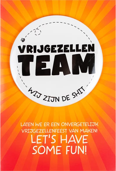 Shit wat een superleuke button | Wenskaart | Vrijgezellen team