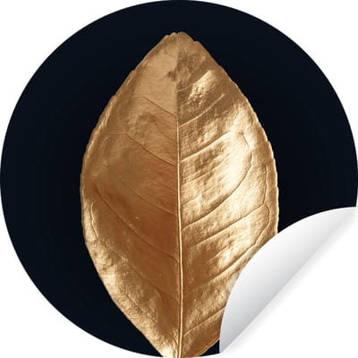 WallCircle - Muurstickers - Behangcirkel - Bladeren - Luxe - Goud - ⌀ 140 cm - Muurcirkel - Zelfklevend - Ronde Behangsticker