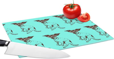 Glazen Snijplank - 28x20 - Jack Russell - Hond - Patronen - Bril - Snijplanken Glas