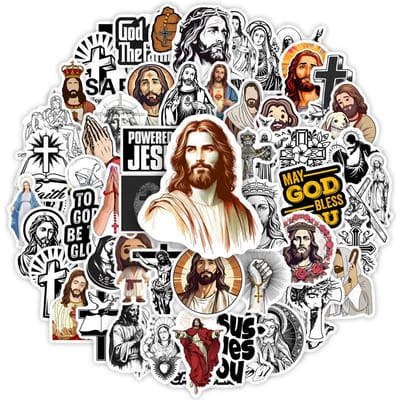 Jezus Bijbel God Christelijk Maria Stickers Kunst DIY Cadeaus Decal voor Laptops Telefoons Scrapbook Bagage Koelkasten Decoratief Waterdicht gray