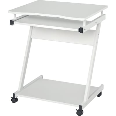 HOMCOM rollend computerbureau - Mobiel bureau - computertafel - schuifbaar toetsenbord + plank - wit Ivoor