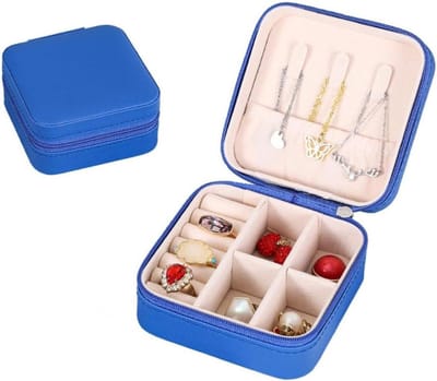 Sieradendoos - Reis opberger - Sieraden organiseren - Compact formaat - 10x10x5 cm - Koninklijk Blauw