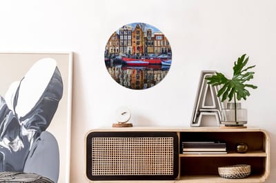 WallCircle - Wandcirkel - Muurcirkel - Kanaal in Amsterdam - Aluminium - Dibond - 30x30 cm - Binnen en Buiten