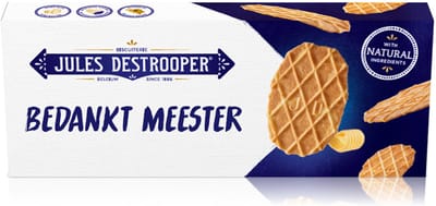 Jules Destrooper Natuurboterwafels "Bedankt Meester!" 100g - cadeau voor leerkracht - perfect geschenk voor einde van het schooljaar