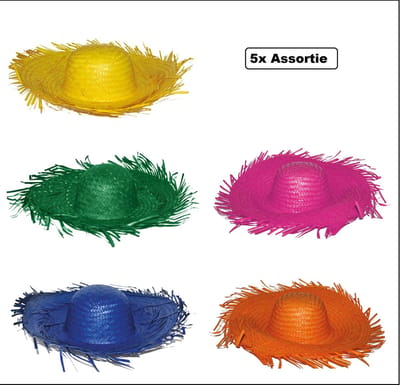 5x Strohoed Hawai assortie kleuren - Tropical Carnval thema feest optocht