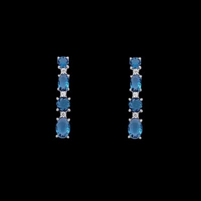 Victoria Valenza 925 Sterling Zilveren Lange Oorbellen met Blauwe Zirkonia Stenen - 925 sterling zilver - Lange oorbellen - Zirkonia