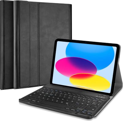Just in Case tablet Hoes met Toetsenbord geschikt voor iPad 11 (2025) 11 inch / 10e generatie (2022) 10.9 inch - QWERTZ Bluetooth Keyboard Case - Zwart