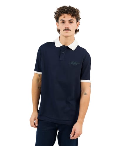 Tommy Hilfiger Mesh Detail Classic Polo Dark Night Navy Taglia: S | Polo Outlet | Uomo | Nero