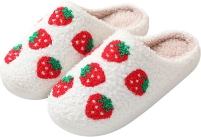JAXY Smiley Slippers - Smiley Pantoffels - Pantoffels - Smiley Sloffen - Pantoffels Dames en Heren - Sloffen - Sloffen Dames en Heren - Maat 41-42 - Aardbei