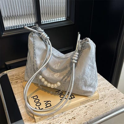 Casual Grote Capaciteit Tas voor Vrouwen in Lente en Zomer, Nieuwe Modieuze Eén-schouder Crossbody Tas Textuur Commuter Armpit Bag gray