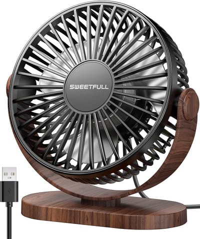 Tafelventilator Stil Bureauventilator 3 Snelheden Verstelbare Kantelhoek Compact USB Aangedreven Zwart
