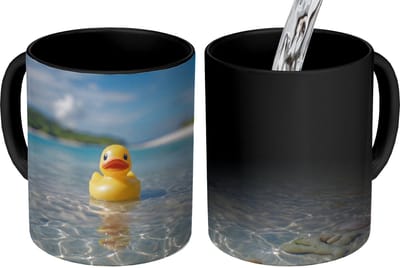 Magische Mok - Foto op Warmte Mokken - Koffiemok - Tropisch - Badeend - geel - Magic Mok - Beker - 350 ML - Theemok
