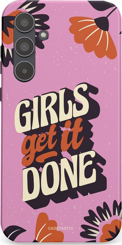 Casetastic hoesje geschikt voor Samsung Galaxy A55 - Dubbellaagse bescherming - Girls get it done - Fashion Case - Lila Donkergrijs Terracotta